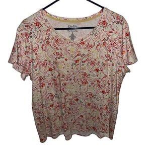 Croft & Barrow Womens XL The Classic Tee‎ Floral Print Short Sleeve Top